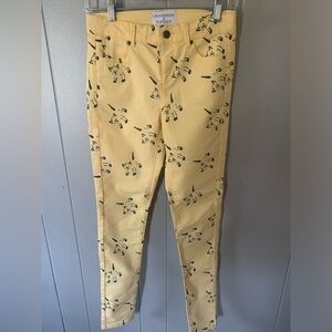 Women's Size 4 fun all over cat kitten print yellow skinny pants artsy unique